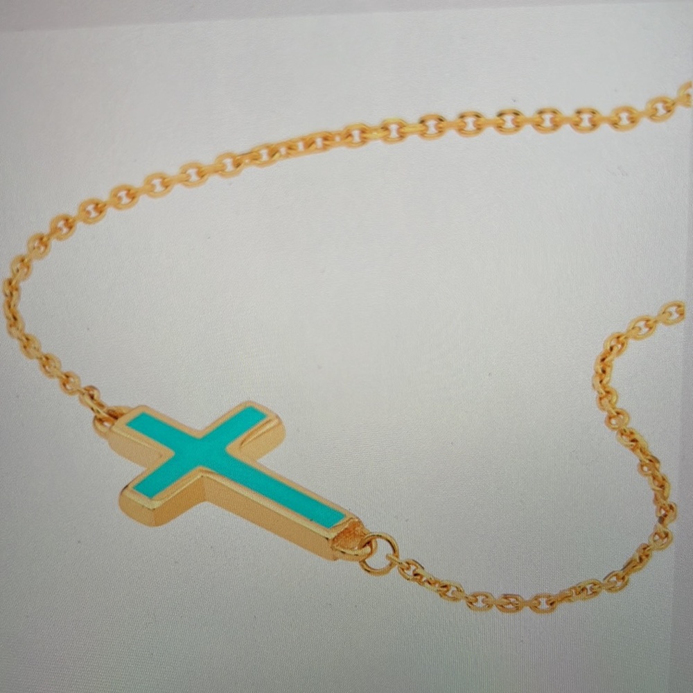 Enamel sideways cross necklace